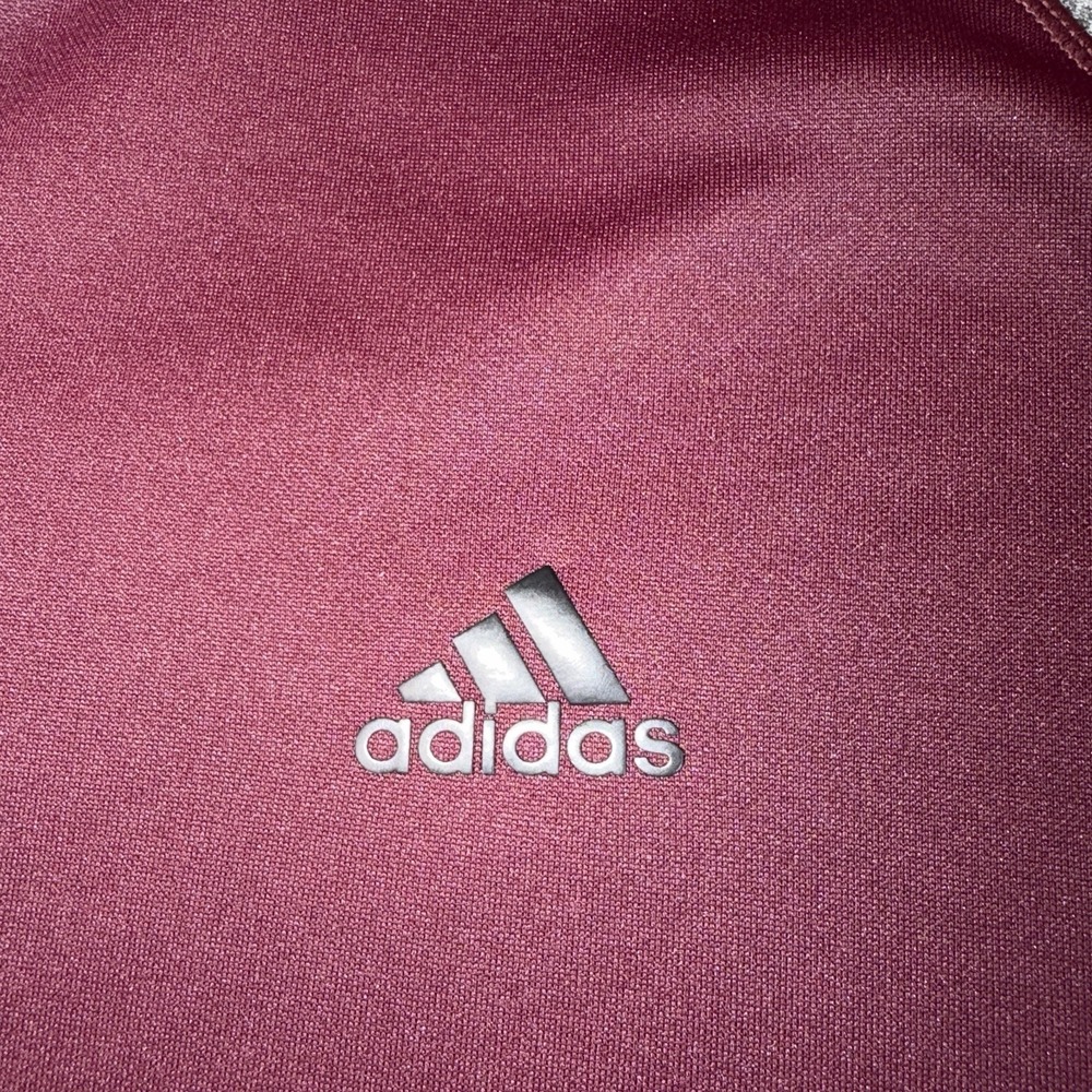 Adidas ClimaWarm Womens‎ XXL Full Zip Hoodie Jacket Burgundy Gray Fleece - Picture 2 of 11
